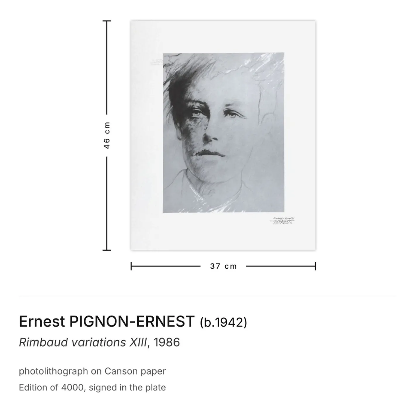 Ernest Pignon-Ernest, Rimbaud Variations XIII, 1986, Lithographie