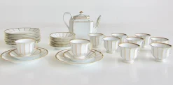 10er Teeservice aus handbemaltem Porzellan von La Porcelaine De Baudour, Belgien, 1940er, 31 Set