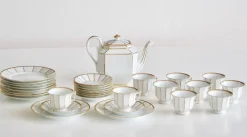 10er Teeservice aus handbemaltem Porzellan von La Porcelaine De Baudour, Belgien, 1940er, 31 Set