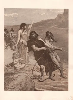 Fernand Cormon, Cité Lacustre, 1898, Original Lithographie