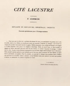 Fernand Cormon, Cité Lacustre, 1898, Original Lithographie