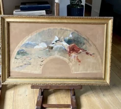 François Flameng, Diane Chasseresse, Aquarell für Fan-Projekt, 1893, gerahmt