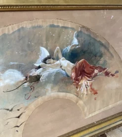 François Flameng, Diane Chasseresse, Aquarell für Fan-Projekt, 1893, gerahmt