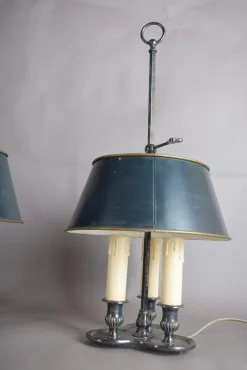 Französische Bouillotte Lampen aus versilbertem Metall, 1940er, 2er Set