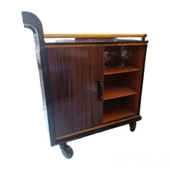 Französischer Art Deco Barwagen aus Palisander & Messing, 1940er