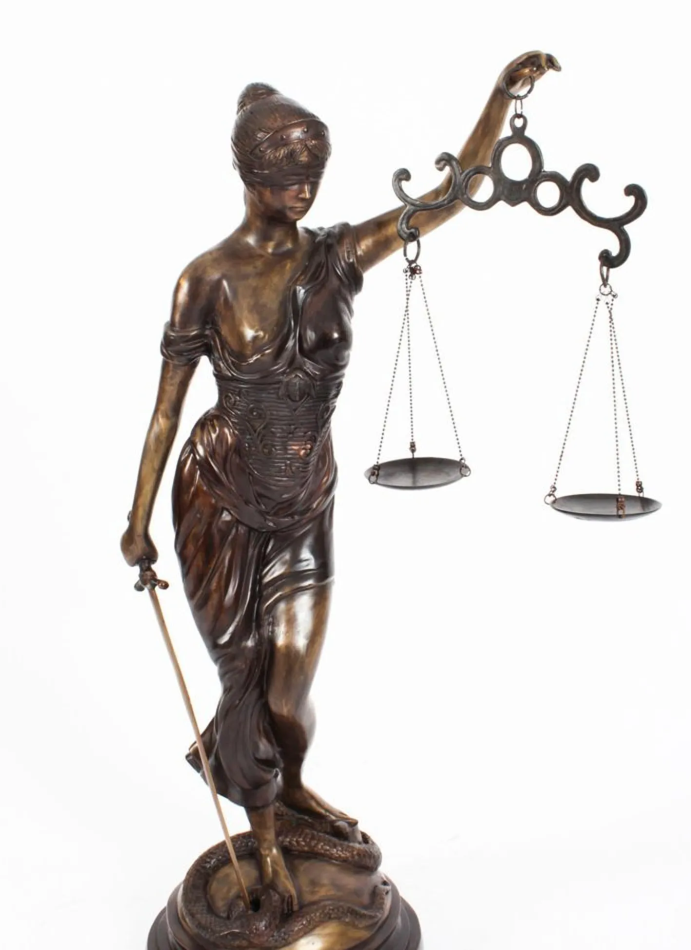 4ft Lady Justice Statue, 20. Jh., Bronze