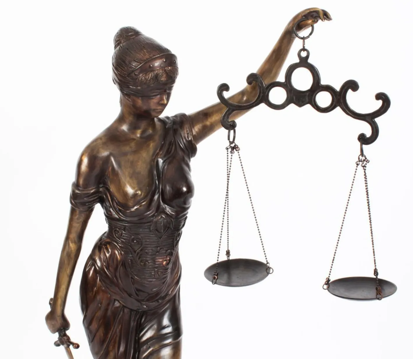 4ft Lady Justice Statue, 20. Jh., Bronze