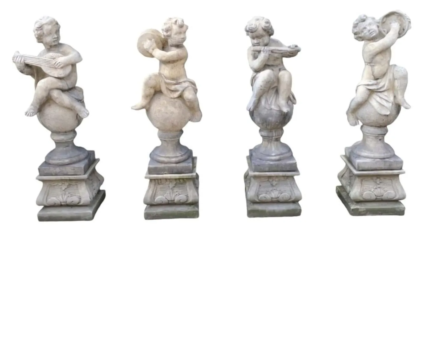 Garten Steinskulptur Engelchen, 1950er, 4 . Set