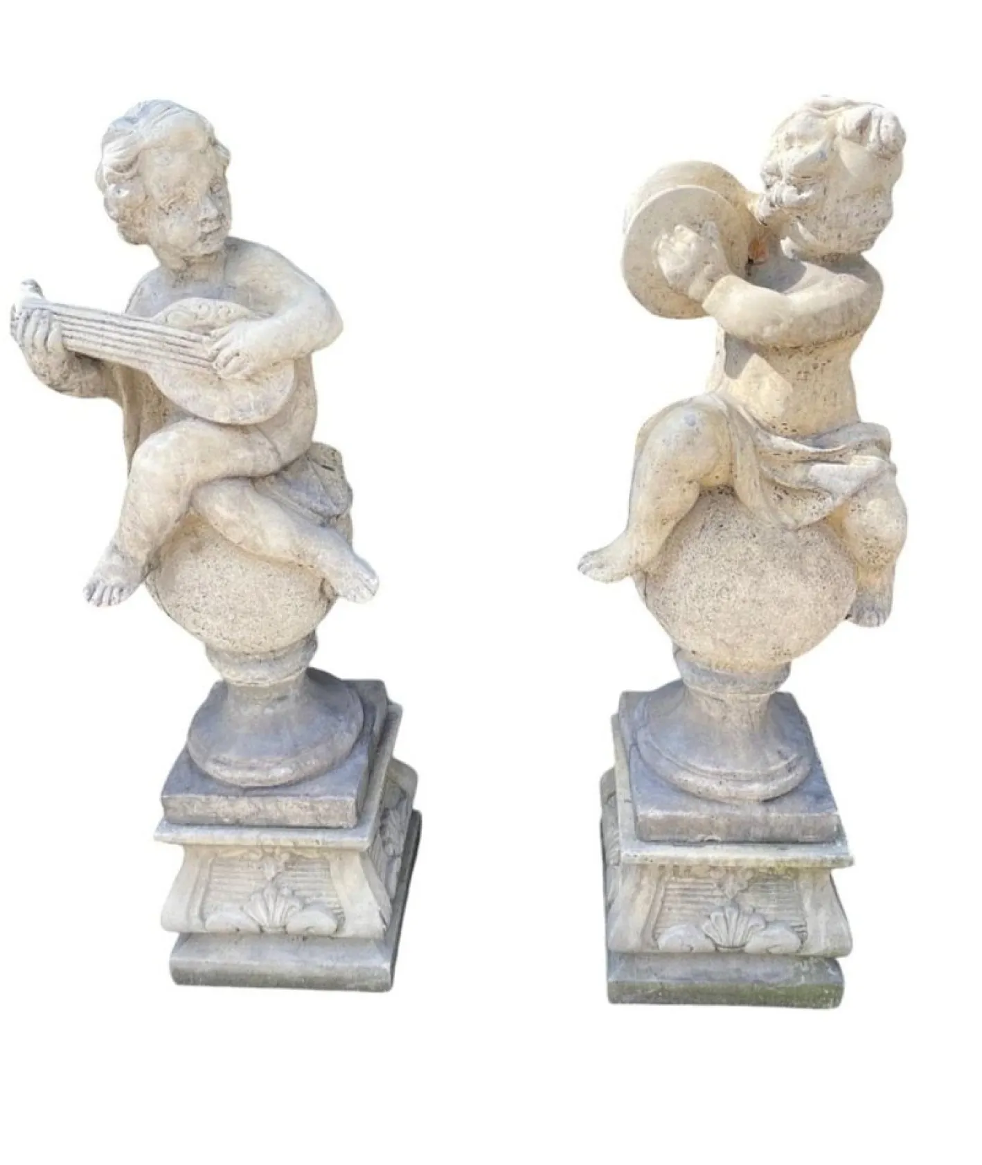 Garten Steinskulptur Engelchen, 1950er, 4 . Set