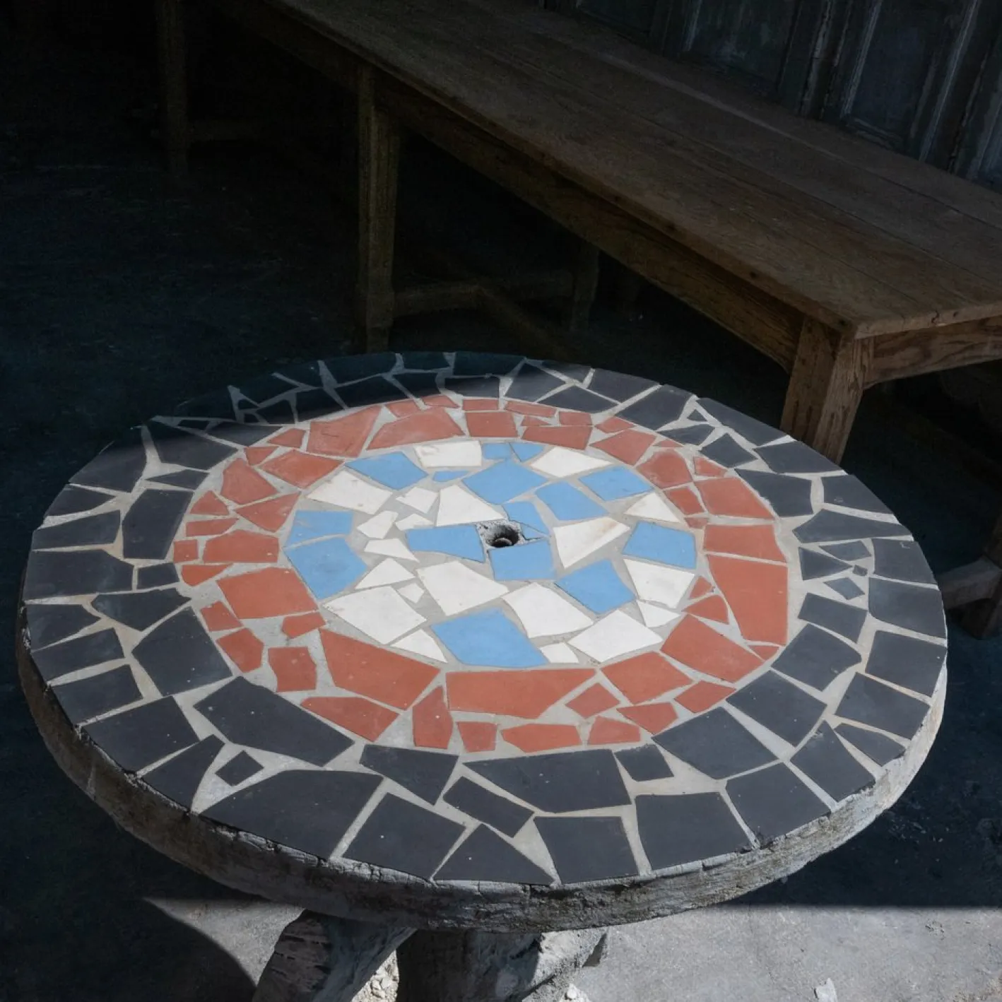 Garten Säulentisch aus Beton, 1950er