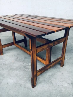 Gartentisch aus patiniertem Holz, 1970er
