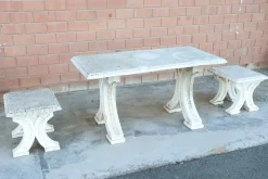 Gartentisch & Hocker, Frühes 20. Jh., 3er Set