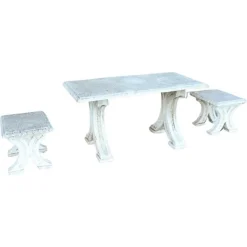 Gartentisch & Hocker, Frühes 20. Jh., 3er Set