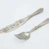 Geschliffenes silbernes Fischmesser und Gabel, 2er Set