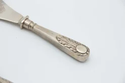 Geschliffenes silbernes Fischmesser und Gabel, 2er Set