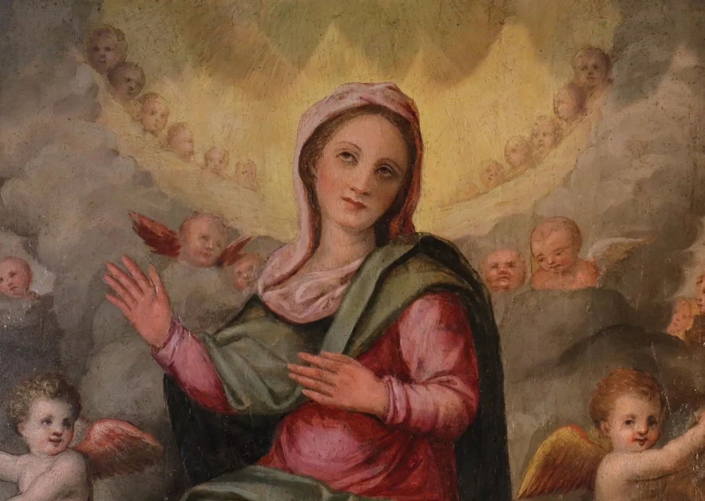 Giovanni Balducci Detto Il Cosci, Madonna in Glory Among the Angels, 1600, Öl an Bord