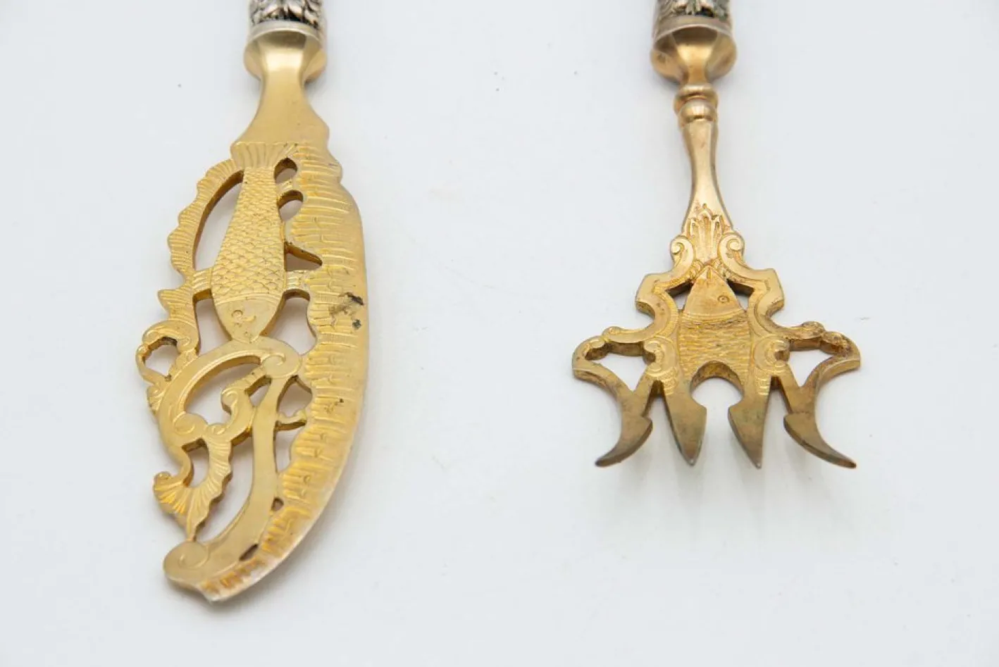 Gold Silber Fischmesser und Gabel Set, 2er Set