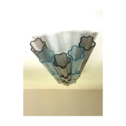 Graue & Hellblaue Tronchi Wandleuchten aus Muranoglas von Simoeng, 2er Set