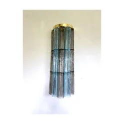 Graue & Hellblaue Tronchi Wandleuchten aus Muranoglas von Simoeng, 2er Set