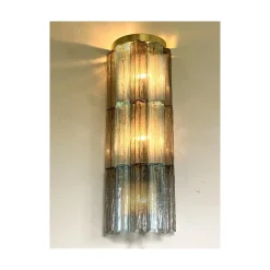 Graue & Hellblaue Tronchi Wandleuchten aus Muranoglas von Simoeng, 2er Set