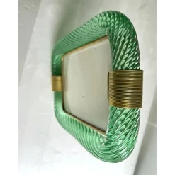 Grüner Torchon Bilderrahmen aus Muranoglas & Messing von Simoeng