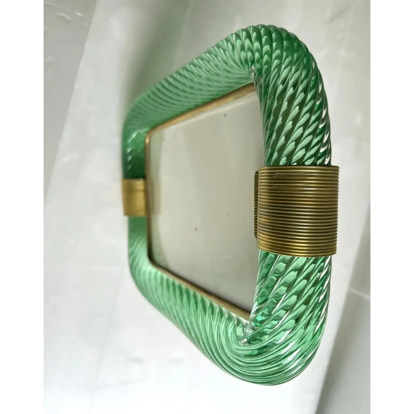 Grüner Torchon Bilderrahmen aus Muranoglas & Messing von Simoeng