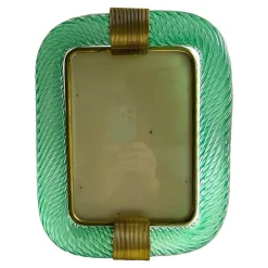 Grüner Torchon Bilderrahmen aus Muranoglas & Messing von Simoeng