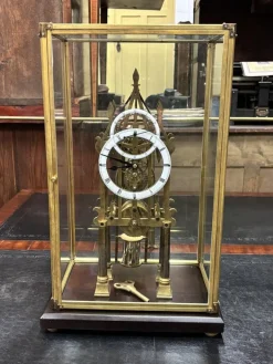 Große Chain Fusee Cathedral Skeleton Uhr mit Gehäuse und Schlüssel