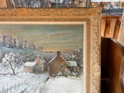Großes Victor Zolnierowicz, Winterlandschaft, 1950er Ölgemälde auf Leinwand, gerahmt