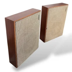 Große Vintage Standlautsprecher aus Teak mit Rohrgittern, 1960er, 2er Set