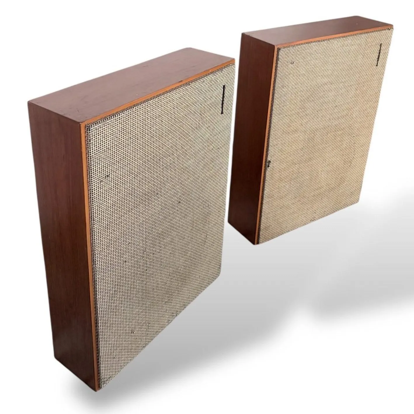 Große Vintage Standlautsprecher aus Teak mit Rohrgittern, 1960er, 2er Set