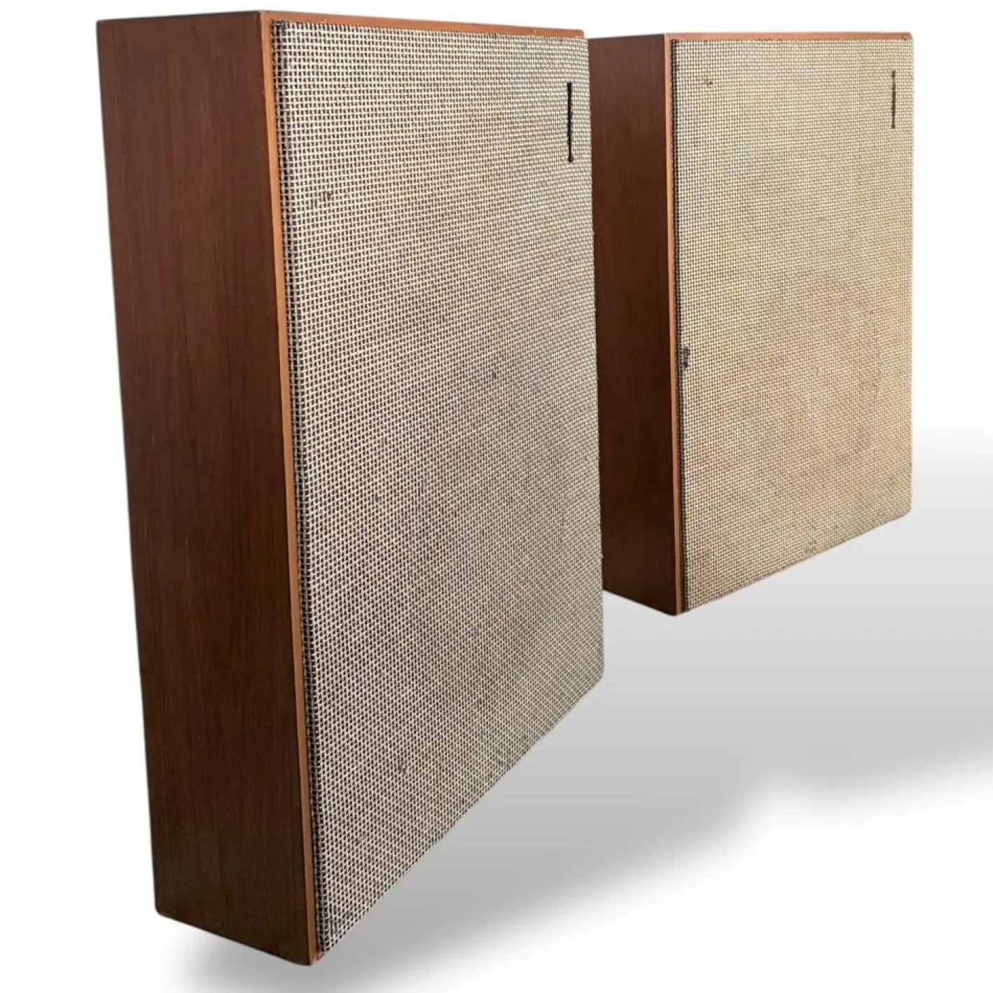 Große Vintage Standlautsprecher aus Teak mit Rohrgittern, 1960er, 2er Set