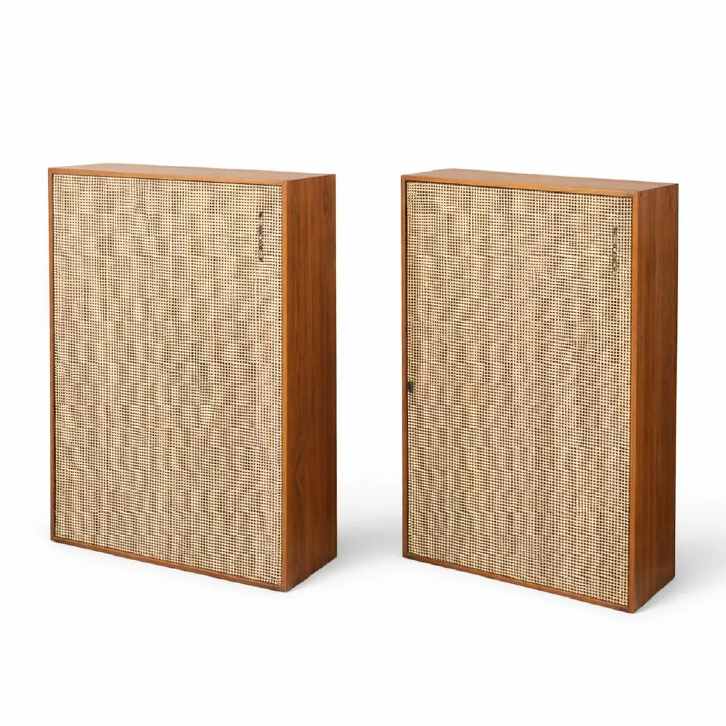 Große Vintage Standlautsprecher aus Teak mit Rohrgittern, 1960er, 2er Set