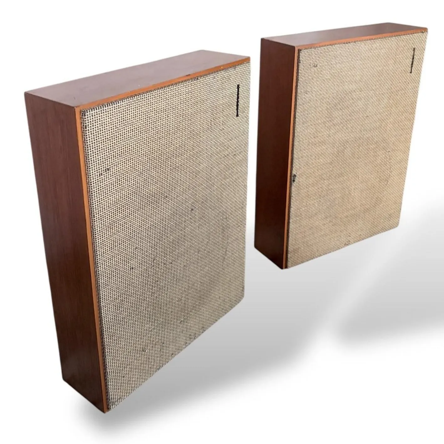 Große Vintage Standlautsprecher aus Teak mit Rohrgittern, 1960er, 2er Set