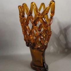 Grosse Murano Glasschale mit Gittermuster. Italien 1950 - 1960