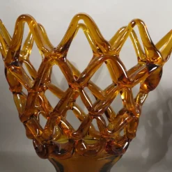 Grosse Murano Glasschale mit Gittermuster. Italien 1950 - 1960
