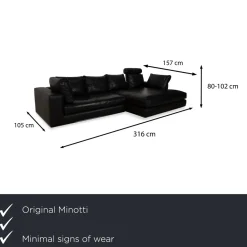 Hamilton Ecksofa aus schwarzem Leder von Minotti