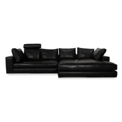 Hamilton Ecksofa aus schwarzem Leder von Minotti