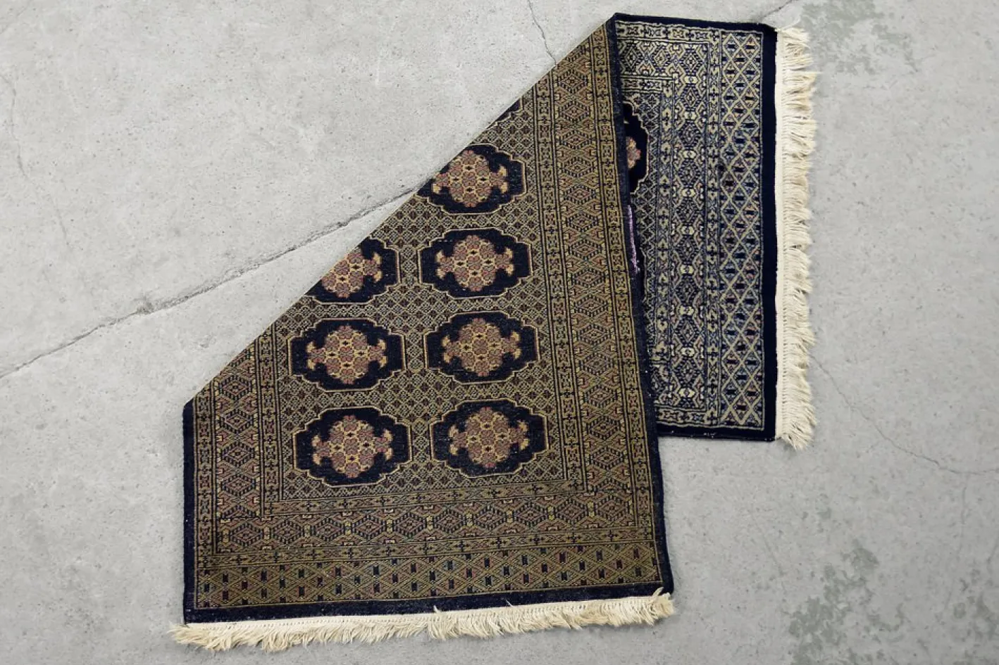 Handgewebter blauer Buchara Teppich von Ikea, 1960er