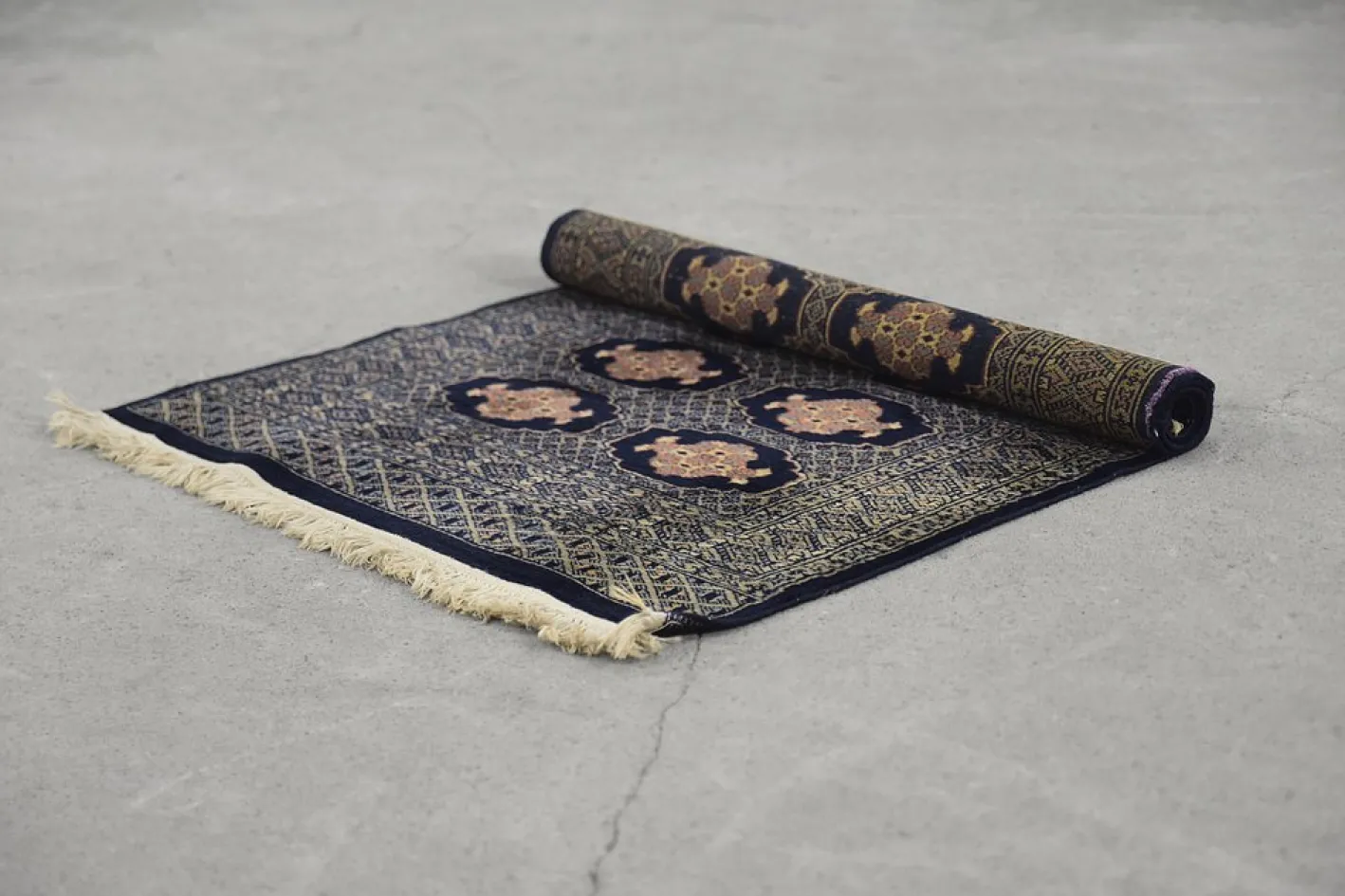 Handgewebter blauer Buchara Teppich von Ikea, 1960er