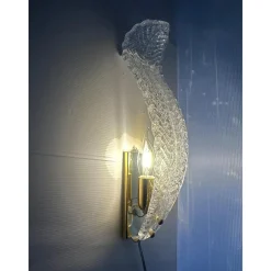 Italienische Messing Wandleuchten aus Murano Glas von Simoeng, 4er Set