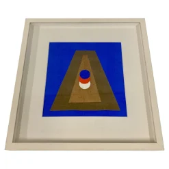 Italo Valenti, Pyramiden in Blau, 1973, Collage und Gouache