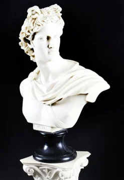 20. Jh. Marmor Büste von Apollo auf Sockel, 2er Set
