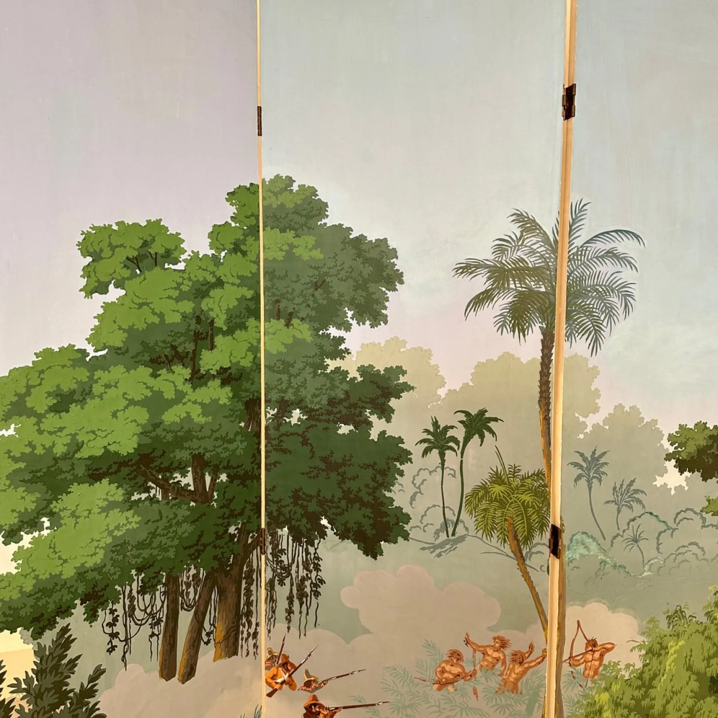 20. Jh. Vier Panel Tapetenschirm von Zuber, 1940er