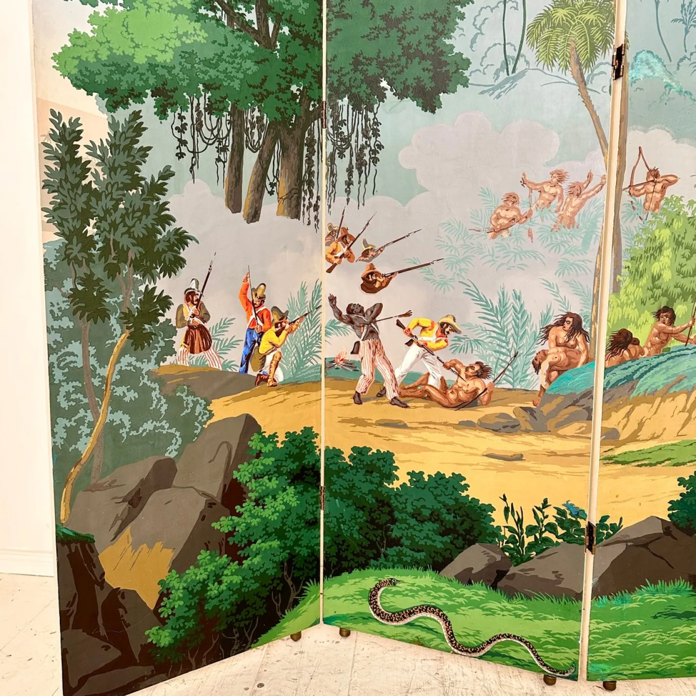 20. Jh. Vier Panel Tapetenschirm von Zuber, 1940er
