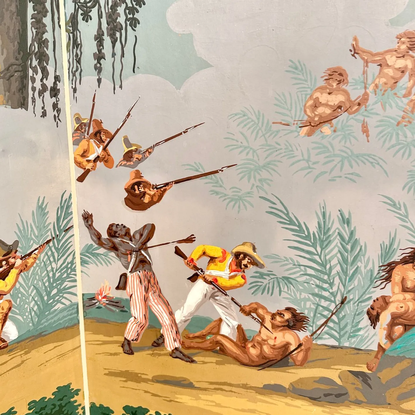 20. Jh. Vier Panel Tapetenschirm von Zuber, 1940er