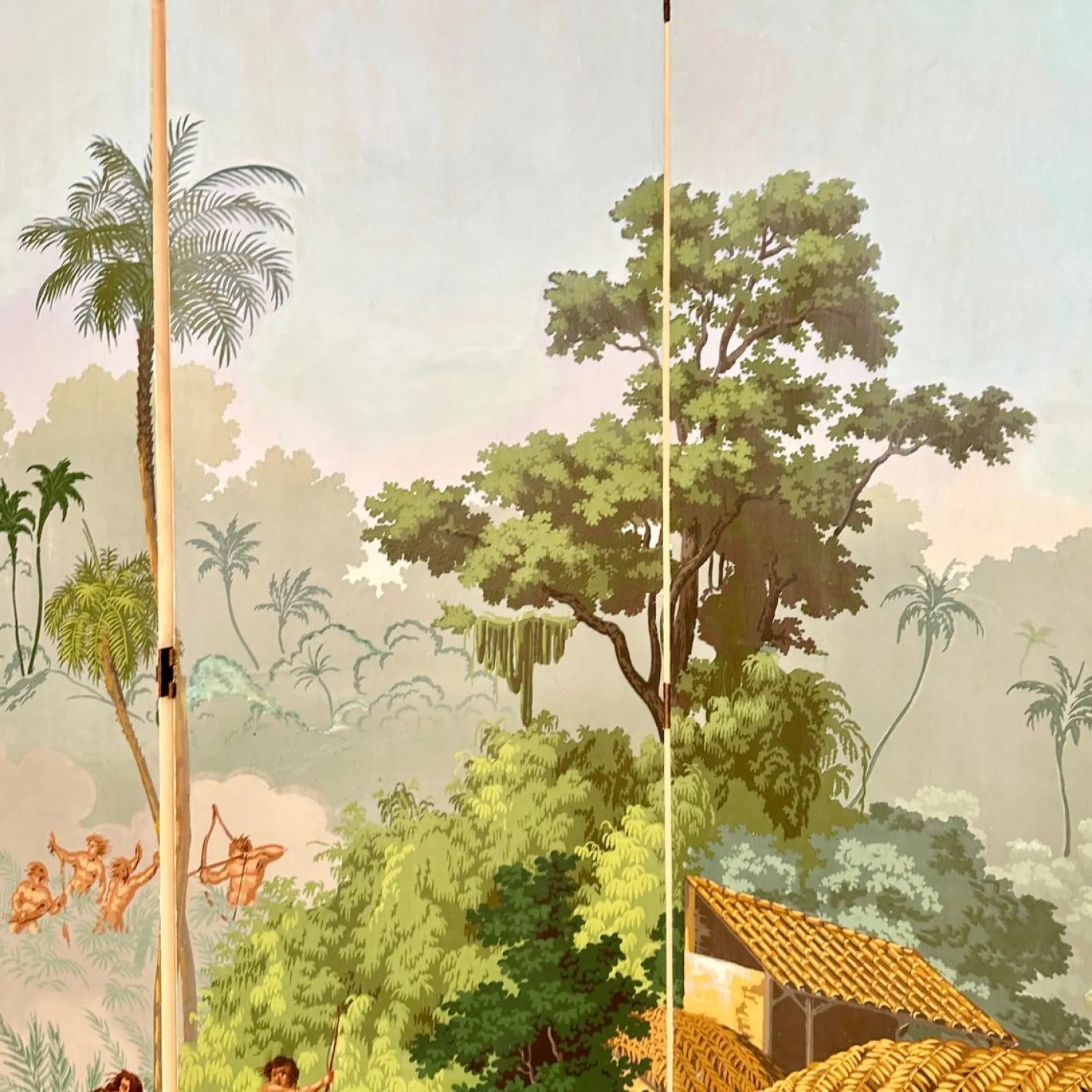 20. Jh. Vier Panel Tapetenschirm von Zuber, 1940er