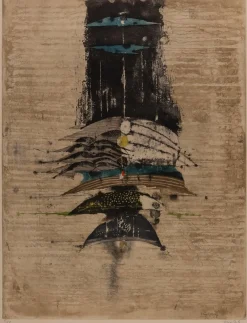 Johnny Friedlaender, Composition with Blue Birds, Radierung