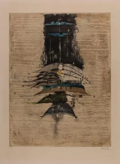 Johnny Friedlaender, Composition with Blue Birds, Radierung