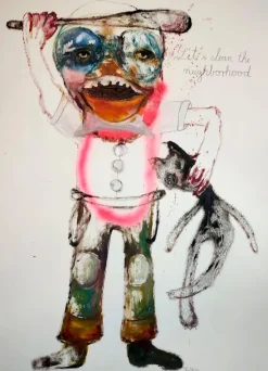 Juliane Hundertmark, Let's Clean the Neighborhood, 2022, Öl & Acryl auf Papier